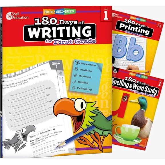 180 Days™: Writing, Spelling, & Printing Grade 1: 3-Book Set