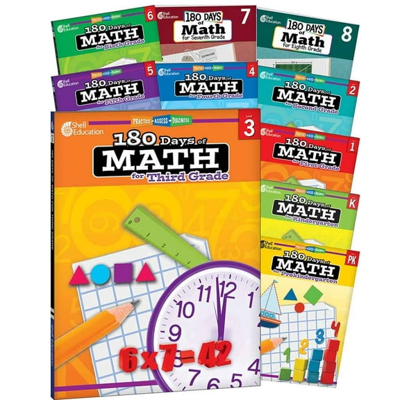 180 Days of Practice 180 Days(tm) Math Pk-8: 10-Book Set: Practice, Assess, Diagnose, (Paperback)