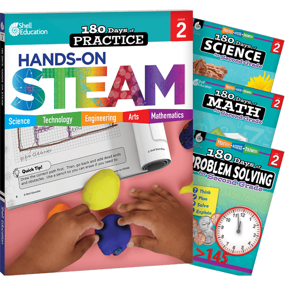 180 Days(tm) Steam, Science, Math, & Problem Solving Grade 2: 4-Book Set: Practice, Assess, Diagnose, (Paperback)