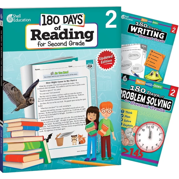 180 Days: 3 Book Bundle 2nd Grade - Boost Second Grade Skills with 180 Days: Reading 2nd Edition, Writing, and Problem Solving Practice Workbooks