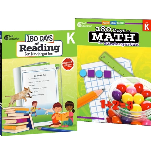 180 Days: Learning Bundle Kindergarten: Reading 2nd Edition & Math Daily Practice Workbooks