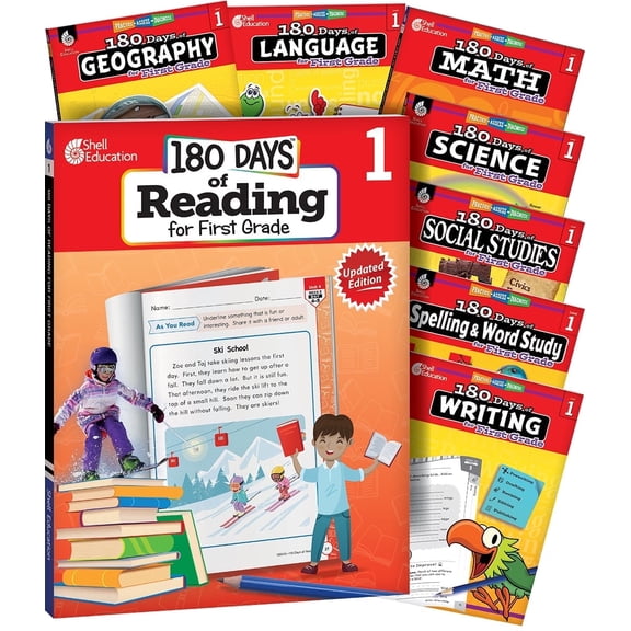 180 Days™: Practice in Reading 2nd Edition, Writing, Spelling, Language, Science, Math, Social Studies, and Geography for First Grade