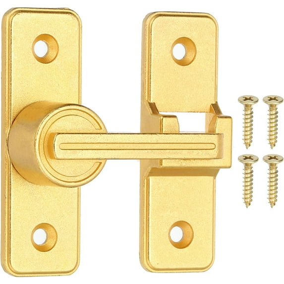 180 Degree Barn Door Lock, Flip Latches Zinc Alloy Safety Sliding Door Bolt Latch Lock for Garage Bathroom Sliding Swing Open Door, Gold Gold