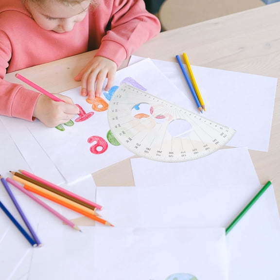 180 Degree Clear Protractor for School Use with Smooth Surface and Accurate Measurements