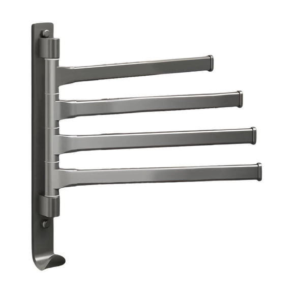 180 Degree Four Pole Rotating Towel Rack, Punch-Free Bathroom Shelf, Space Aluminum Towel Holder for Bathroom Storage