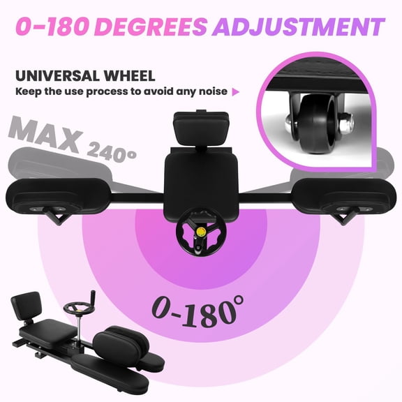 180 Degree Heavy Duty Leg Stretcher Machine with Hand Wheel & Backrest, 330.7 LBS Adjustable Leg Split Trainer, Leg Stretching Machine for Home Gym Yoga Dance Studio