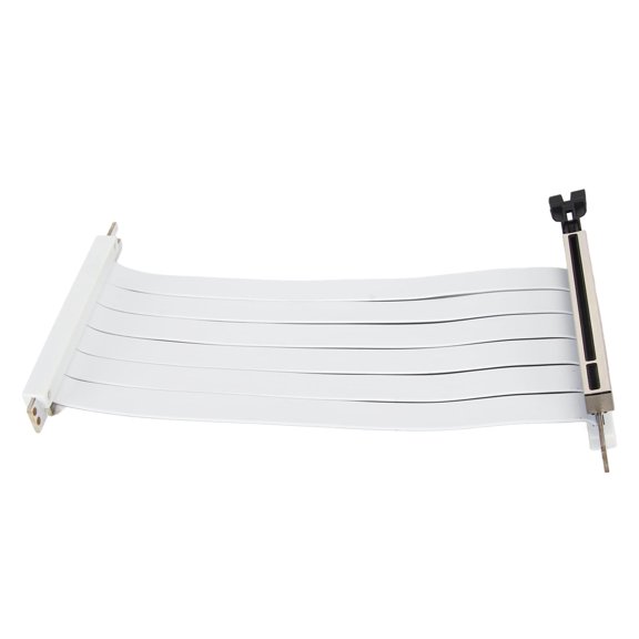 180 Degree High Speed Flexible PCIe 3.0 x16 Riser Cable, Dual Reverse Connector, GPU Graphics Card Extension, White, 30cm / 11.8in