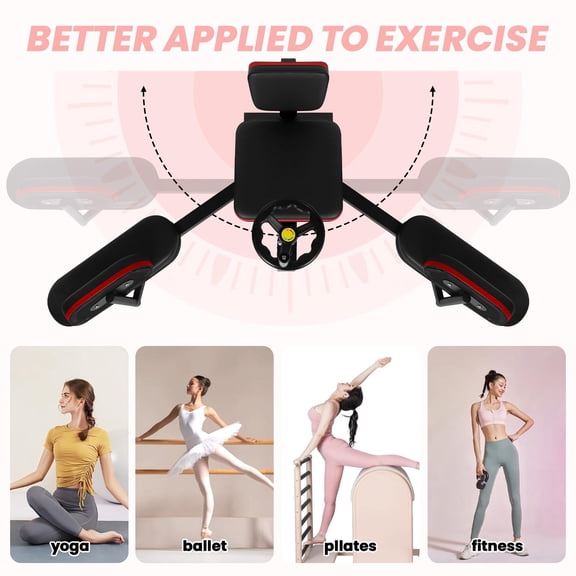 180 Degree Leg Spreader Machine, Red Split Trainer with Narrow Wide Handle and Rotating Hand Wheel, Quiet Universal Wheels for Floor Protection, Home Stretching for Martial Arts