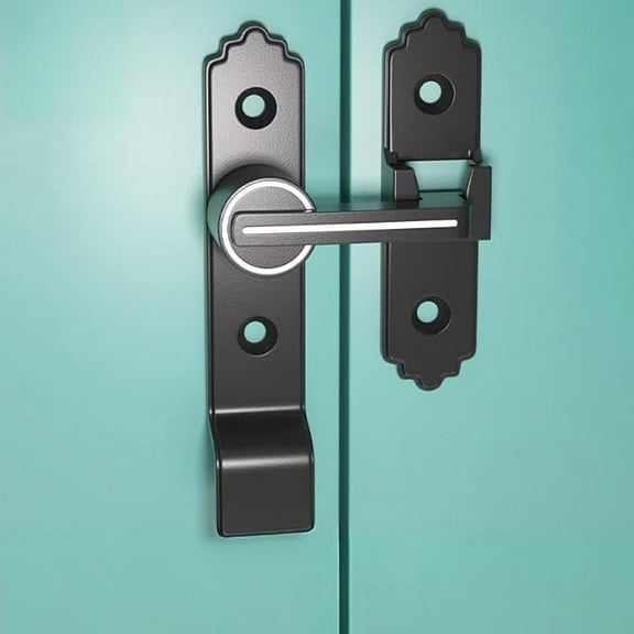 180 Degree Luminous Black Barn Door Lock, Flip Gate Latch with Handle