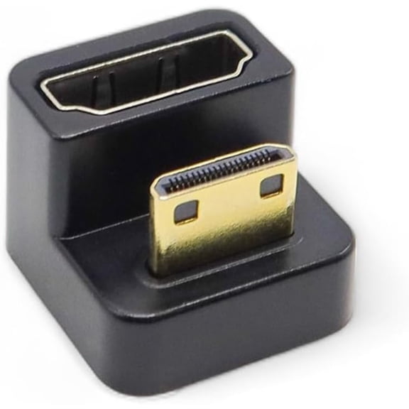 180 Degree Mini HDMI to HDMI 4K 60Hz Adapter U Shaped Mini HDMI Male to HDMI Female Extender Converter for Portable Monitor, Laptop, Tablet, Camera and Projector (Short Side Inward Down Angle)