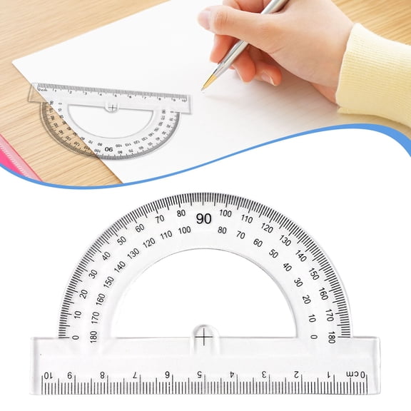 180 Degree Plastic Protractor, Clear Ruler with Graduated Scale, Transparent Angle Measuring Tool for Math, Geometry, Drafting, Drawing and Classroom Supplies