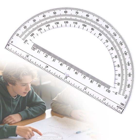 180 Degree Protractor, Clear Semicircle Angle Measuring Tool, 1 Pack Plastic Geometry Protractor for Math, Drawing, Drafting, Campus, Classroom, Engineering and Office Use