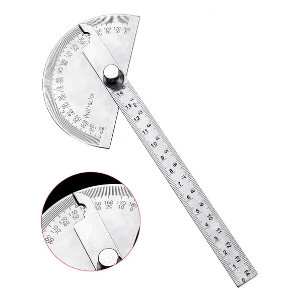 180 Degree Protractor Stainless Steel Angle Gauge Adjustable Multifunction Semicircle Ruler Mathematics Measuring tool ,for Accurate Evaluation