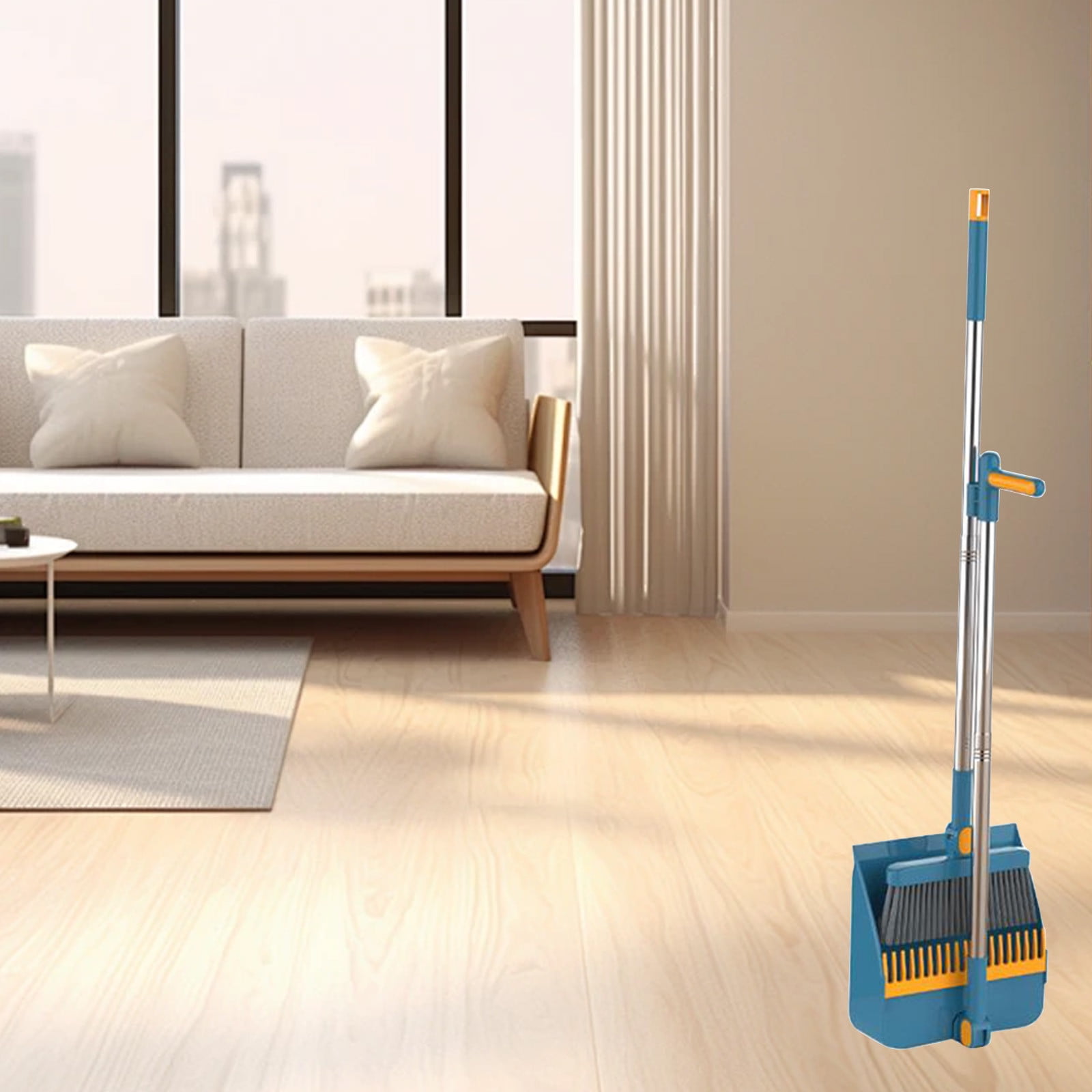 180Degree Rotatable Broom & Dustpan Set ABS & Stainless Steel Self