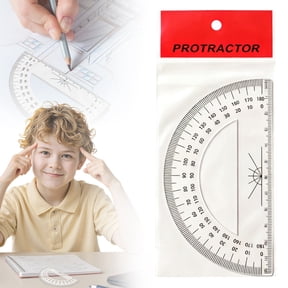 180 Degree Semicircular Protractor Clearance, Plastic Angle Measuring Tool, Geometry Scale Ruler for Home Office Drafting, Math and Drawing Use, Clear