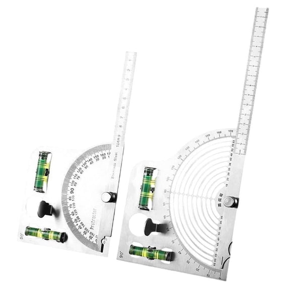 180 Degree Stainless Steel Angle Ruler with Locking Screw and Polished Chamfered Edge for Accurate and Safe Angle Measurement in Various Projects