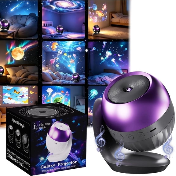 180° Dynamic Rotating Galaxy Projector Sleep Night Light with Music for Kids,Black