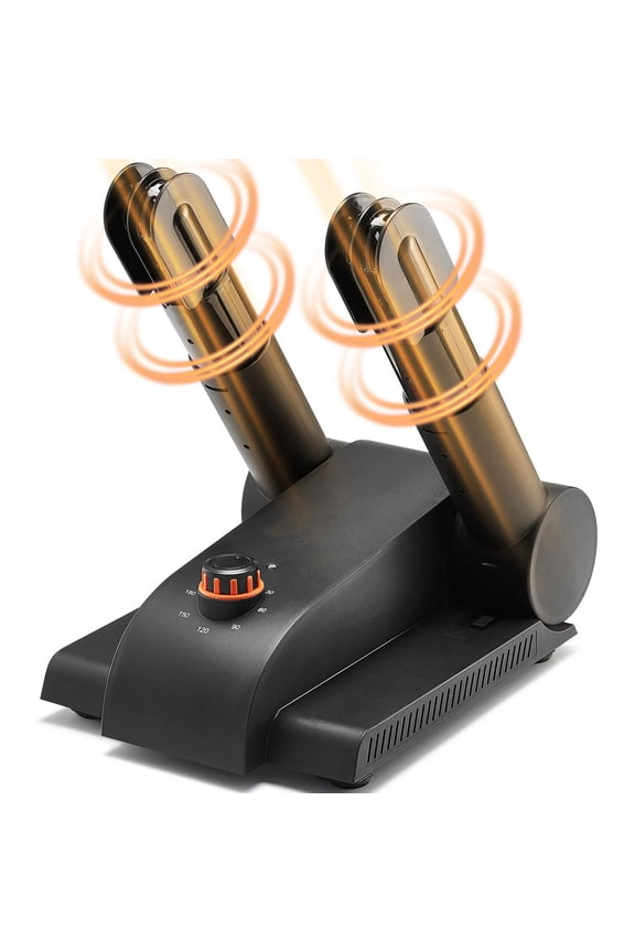 180 Foldable 2-Tube Shoe Dryer Boot Dryer with Heat Blower Black & Orange,Ultra Silent, Quick Drying for Work Boots, Ski Boots, Sneakers, Gloves, Hats, Helmets