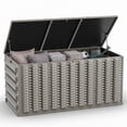 thumbnail image 1 of 180 Gallon Resin Deck Box, Outdoor Lockable Storage Container for Patio Cushions, Garden Tools, Pool Supplies, Toys, Water Resistant and UV Resistant, Reinforced Rib Design, Built-in Wheels, Gray, 1 of 9
