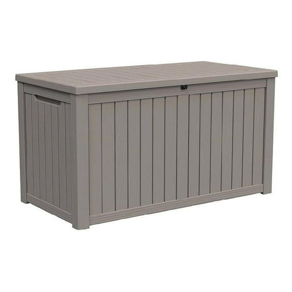 180-Gallon Weatherproof Outdoor Storage Box with Woodgrain Finish -light coffee