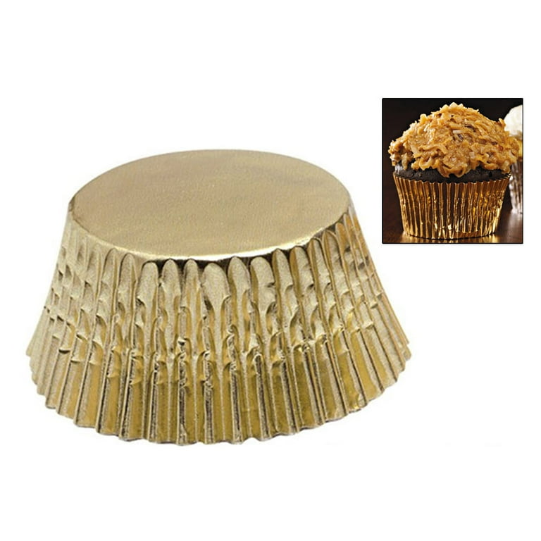 Gold Cupcake Liners, Standard Gold Foil Cupcake Liners Wrappers Metallic  Baking