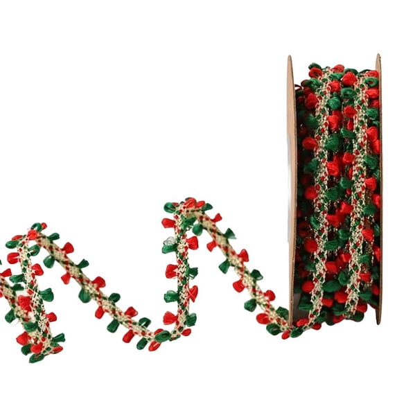 Tree Of Gold 180 Inch Christmas Polyester Loop Ribbon Roll Red Green Gold Trim ...