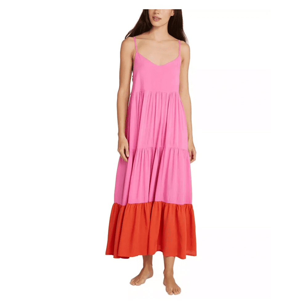 $180 KATE SPADE NEW YORK Colorblocked Tiered Cover-Up Dress, PINK CLOUD, M  - Walmart.com