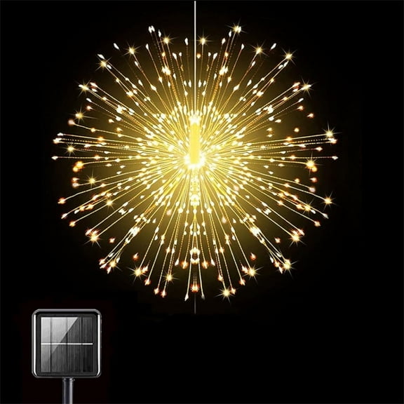 180 LED Waterproof Firework Lamp,Brass Wire Star Light,Solar Powered Lights,8 Modes Remote Control Lights,Warm White Fairy String Lights,for Christmas Party Home Decor