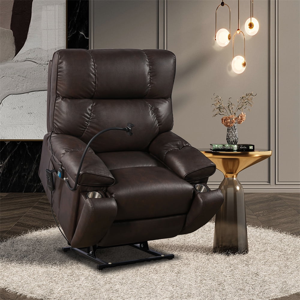 180° Lay Flat Power Lift Recliner Chair with 2 Motors Massage and Heat