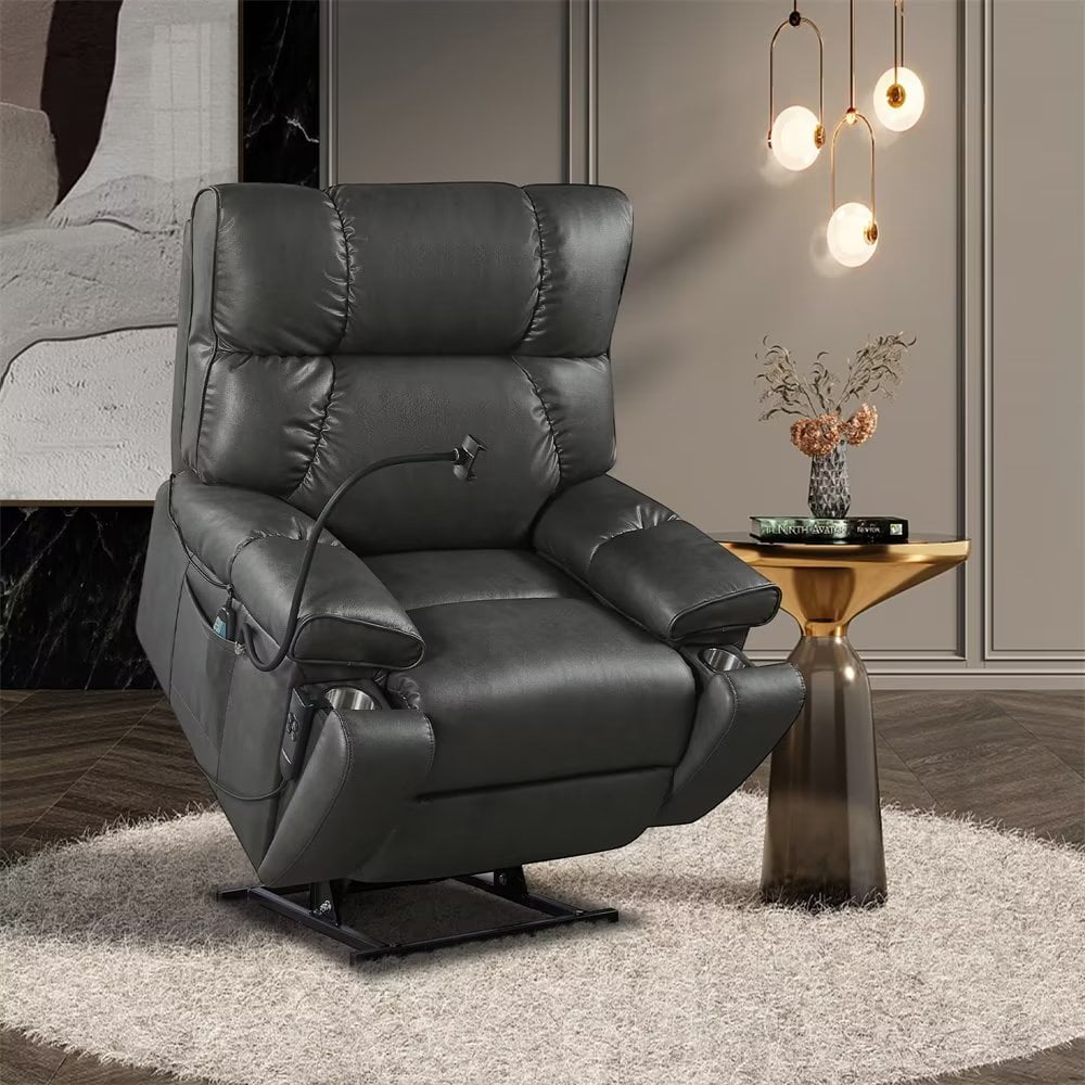 180° Lay Flat Power Lift Recliner Chair with 2 Motors Massage and Heat