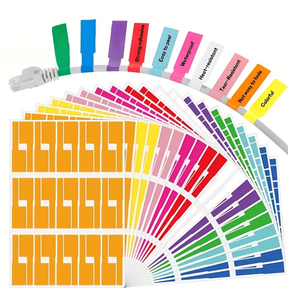 180 Multicolor Cable Labels, Tear-Resistant PVC Material, Handwriting And Laser Printer Compatible, Scratch-Resistant Cable Management Labels