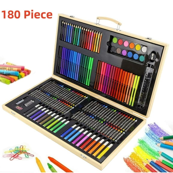 180 PCS Art Set for Kids, Art Supplies Art Kits for Kids, Deluxe Painting Art Set, Wooden Box & Drawing Kit for Artists Teens Boys Girls 4 5 6 7 8 9 10 11 12,Birthdays Gifts