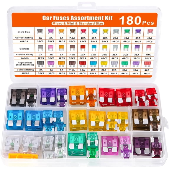 180 PCS Car Fuses Assortment Kit, Blade Automotive, Standard & Micro ...
