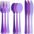 thumbnail image 1 of 180 PCS Purple Plastic Silverware Heavy Duty Purple Plastic Cutlery Set Disposable 60 Forks, 60 Knives, 60 Spoons for Birthday, Wedding, Picnic, Baby Shower, 1 of 7