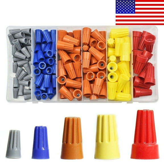 180 PIECES WIRE CONNECTOR TWIST ON ELECTRICAL NUT SPRING CAP ASSORTMENT KIT