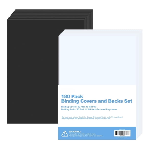 180 Pack Binding Covers Set, 8.5 x 11 Inch Letter Size
