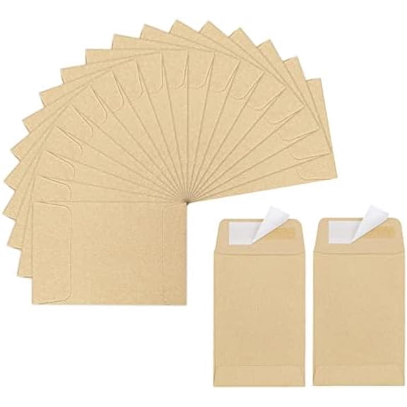 180 Pack Coin Envelopes 2.35"3.5", Brown Kraft Small Seed Packets, Full-Flap Seal Mini Envelopes for Office, Home, School$$Office