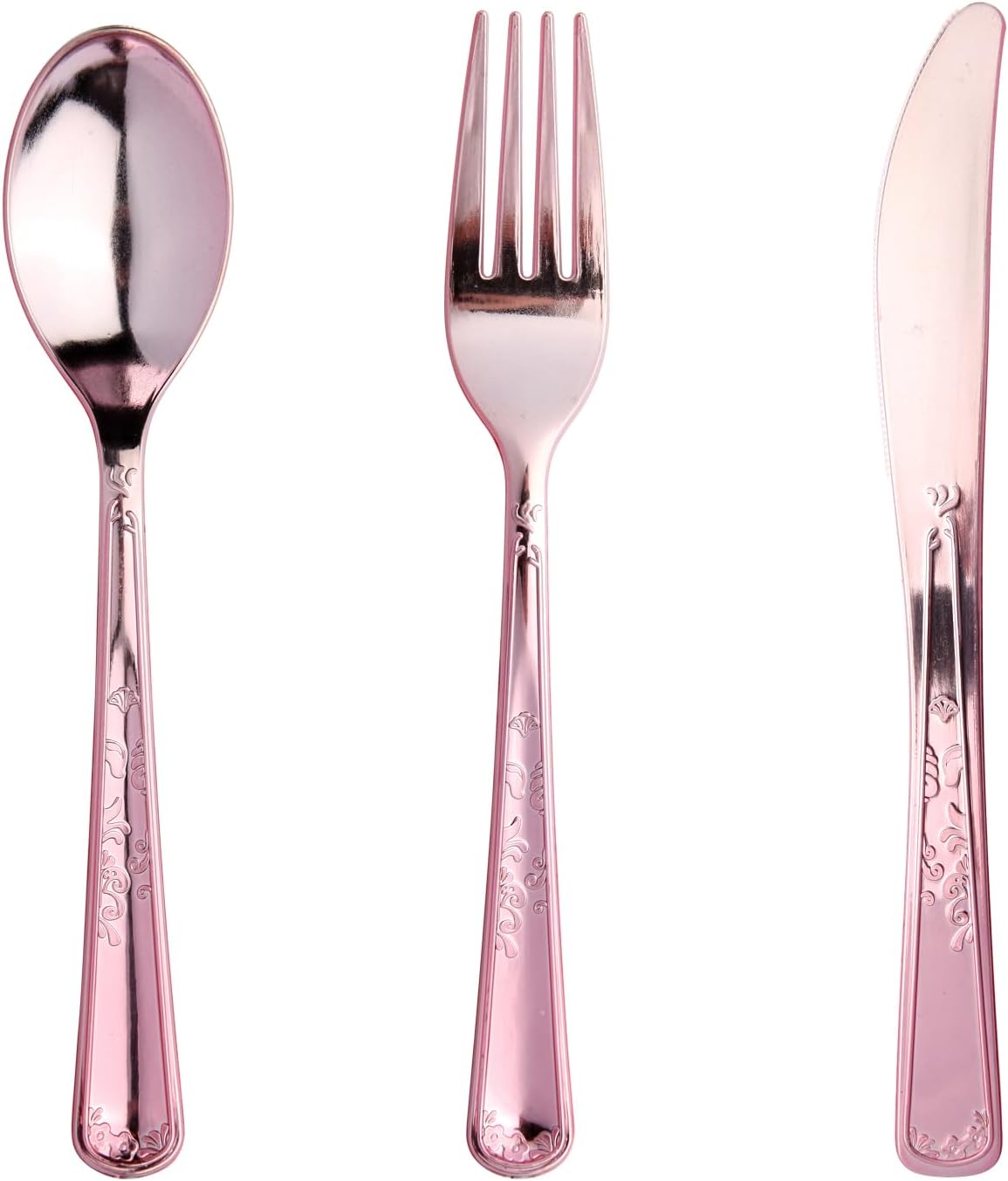 180 Pack Disposable Pink Plastic Silverware Contain 60 Forks,60 Spoons ...