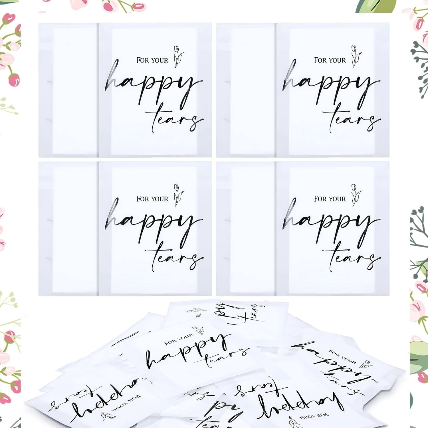 180 Pack Happy Tears Tissue Packs for Wedding Bulk, 3 Ply - Walmart.com