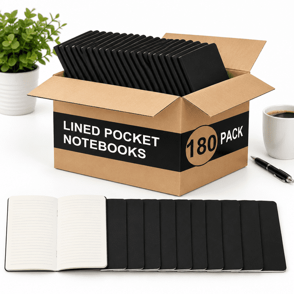 Small Notebook Name 180 Pack Mini Pocket Notebooks, 3.5 x 5.5 Inches, Lined Black Cover ...
