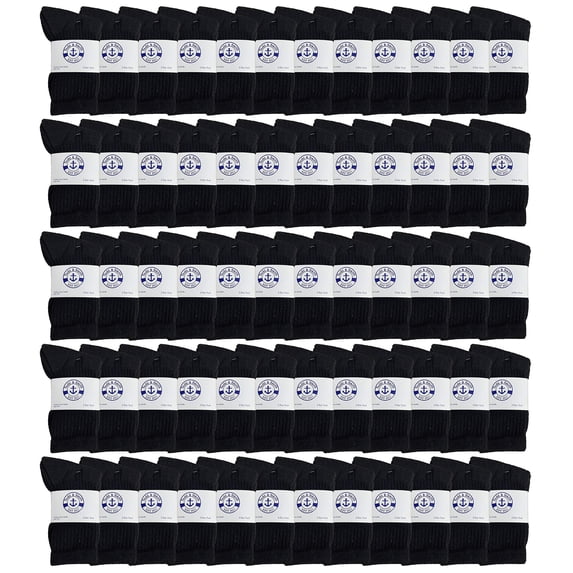180 Pairs Case of Kids Sports Crew Socks, Wholesale Bulk Pack Sock for boys and girls, by WSD (Black, 6-8)