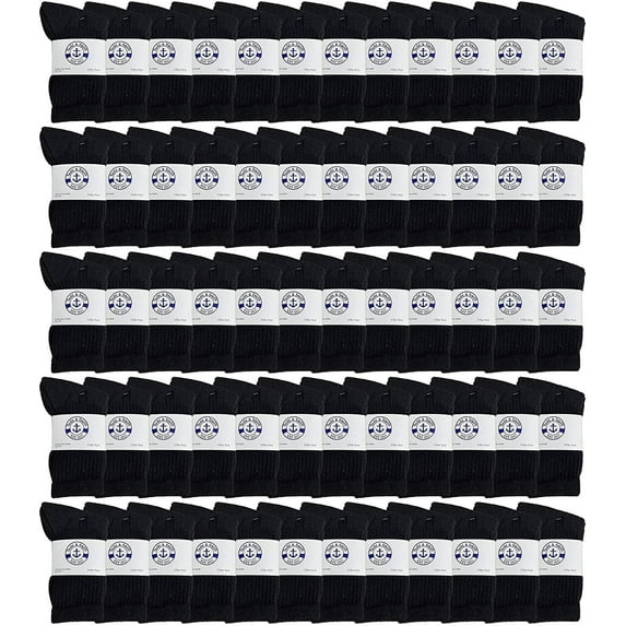 180 Pairs Case of Kids Sports Crew Socks, Wholesale Bulk Pack Sock for boys and girls, by WSD (Black, 6-8)