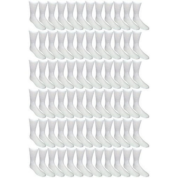 180 Pairs Case of Mens Sports Crew Socks, King Size 13-16, Wholesale Bulk Pack Athletic Sock, by WSD (White)