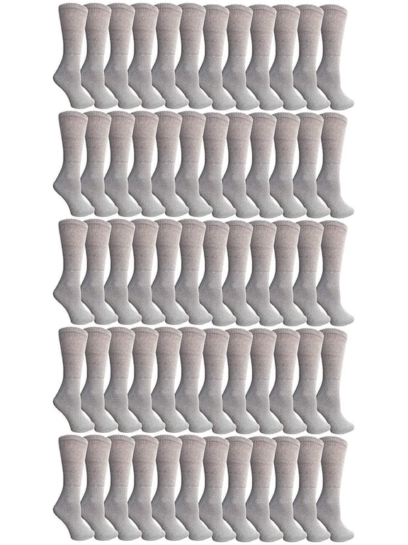 180 Pairs Case of Womens Sports Crew Socks, Wholesale Bulk Pack Athletic Sock, Fit 9-11 (Gray)
