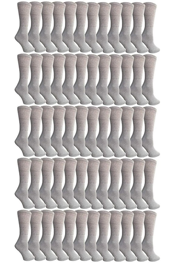 180 Pairs Case of Womens Sports Crew Socks, Wholesale Bulk Pack Athletic Sock, Fit 9-11 (Gray)