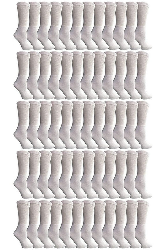 180 Pairs Case of Women's Sports Crew Socks, Wholesale Bulk Pack Athletic Sock (White)