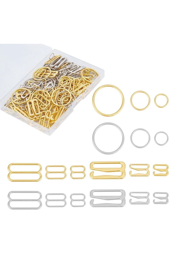 180 Pcs 18 Styles Metal Bra Strap Hooks Alloy Underwear Strap Adjustment Buckles Bra Slider Hoop Colors Metal Lingerie Adjustment Strap