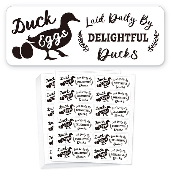 180 Pcs Duck Egg Carton Labels 1x2.64 Inch(2.5x6.7cm) Laid Daily by Delightful Ducks Farm Fresh Eggs Sticker Adhesive Egg Packaging Stickers for Box