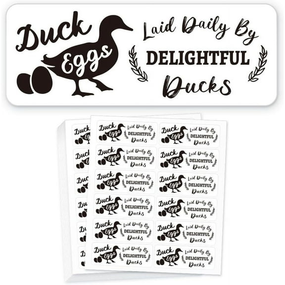 180 Pcs Duck Egg Carton Labels 1x2.64 Inch(2.5x6.7cm) Laid Daily by Delightful Ducks Farm Fresh Eggs Sticker Adhesive Egg Packaging Stickers