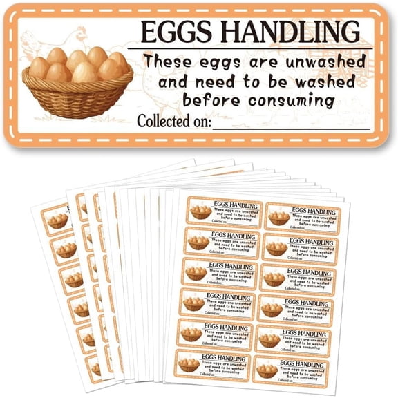 180 Pcs Eggs Handling Stickers Collected Date Writable 1x2.64 Inch(2.5x6.7cm) Chicken Farm Fresh Eggs Stickers PET Adhesive Egg Carton Labels for Egg Carton Box Container diy